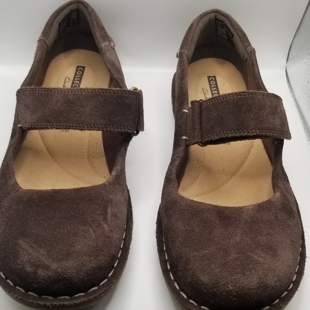 Clarks Collection Brown Suede Mary Jane Size 9 Brown.